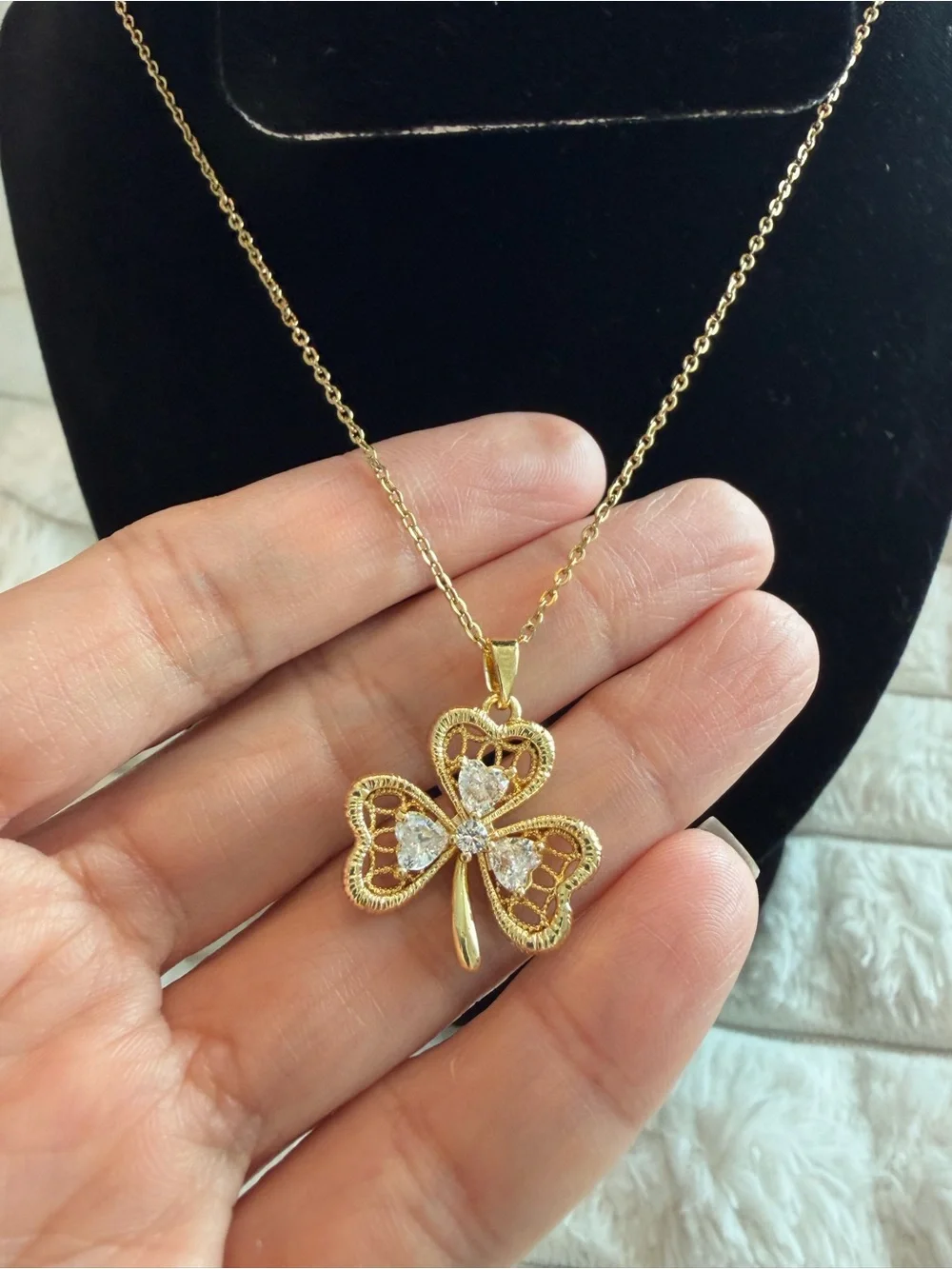 Gold Shamrock Pendant Necklace - Women Jewelry